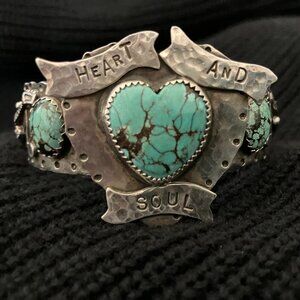 Richard Schmidt RCS Sterling Silver Turquoise Guitar Statement Cuff Bracelet